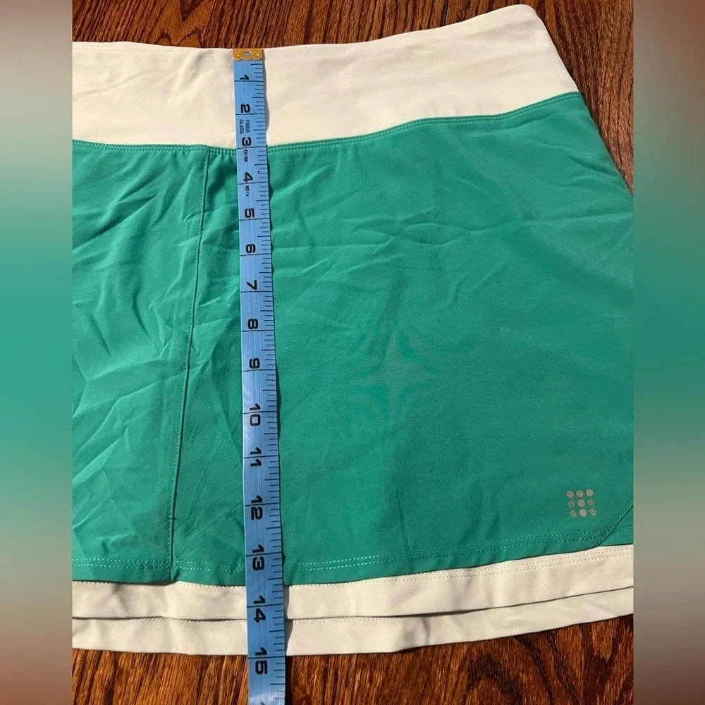 NEW Title Nine | Nimblene Skirt Green Blue Layer Laser Cut Out Zip Pocket‎ Sz XL - Picture 7 of 8